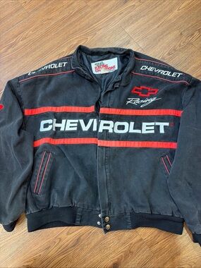 Vintage Chevrolet Racing Men's Black & Red Bomber Jacket